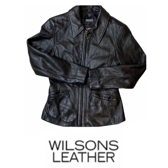 SOLD Wilsons black leather jacket - Picture 3 of 7